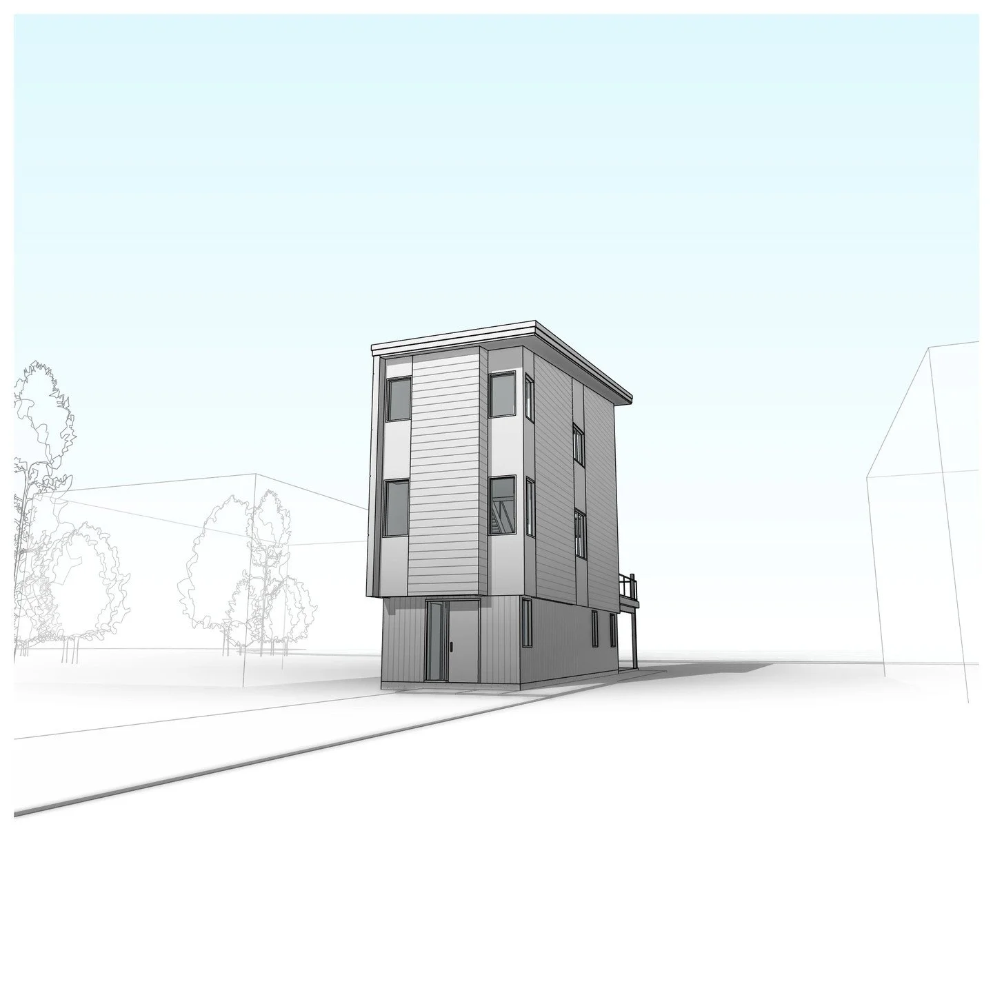 2 Storey Residence with loft mezzanine and balcony. #residence #loft #mezzanine #balcony #waterfront #modern #contemporary #metal #wood #perspective #revit #architecture #aja #adamjodoinarchitectural #design