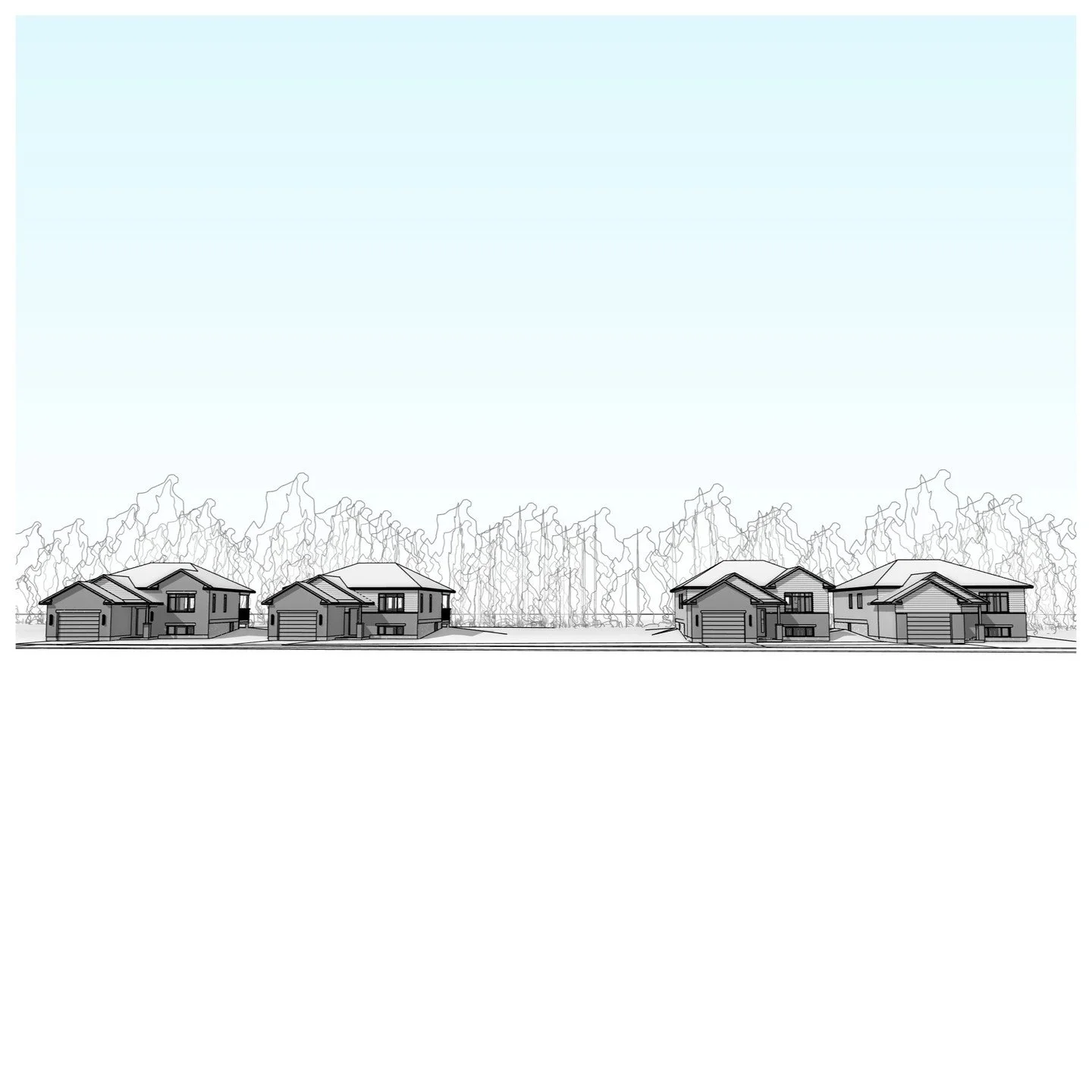 (x4) 1 storey residences with attached garage.

#residence #garage #porch #splitlevelentry #wood #stone #perspective #revit #architecture #aja #adamjodoinarchitectural #design