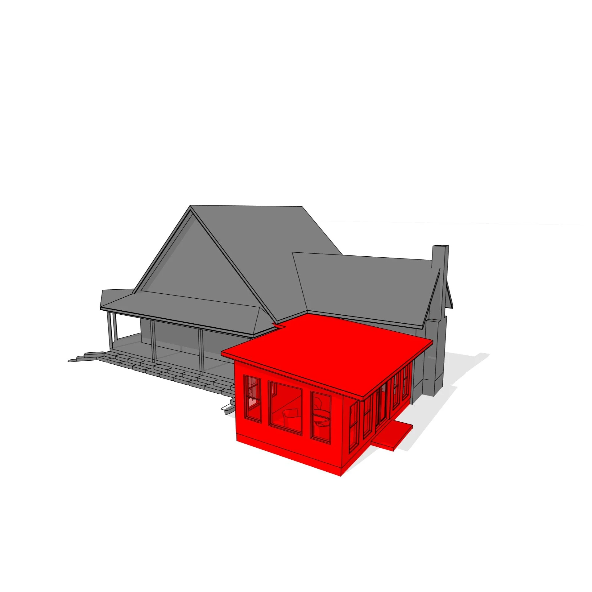 1 storey sunroom addition to existing residence. 

#addition #sunroom #deck #porch #residence #perspective #revit #architecture #aja #adamjodoinarchitectural #design