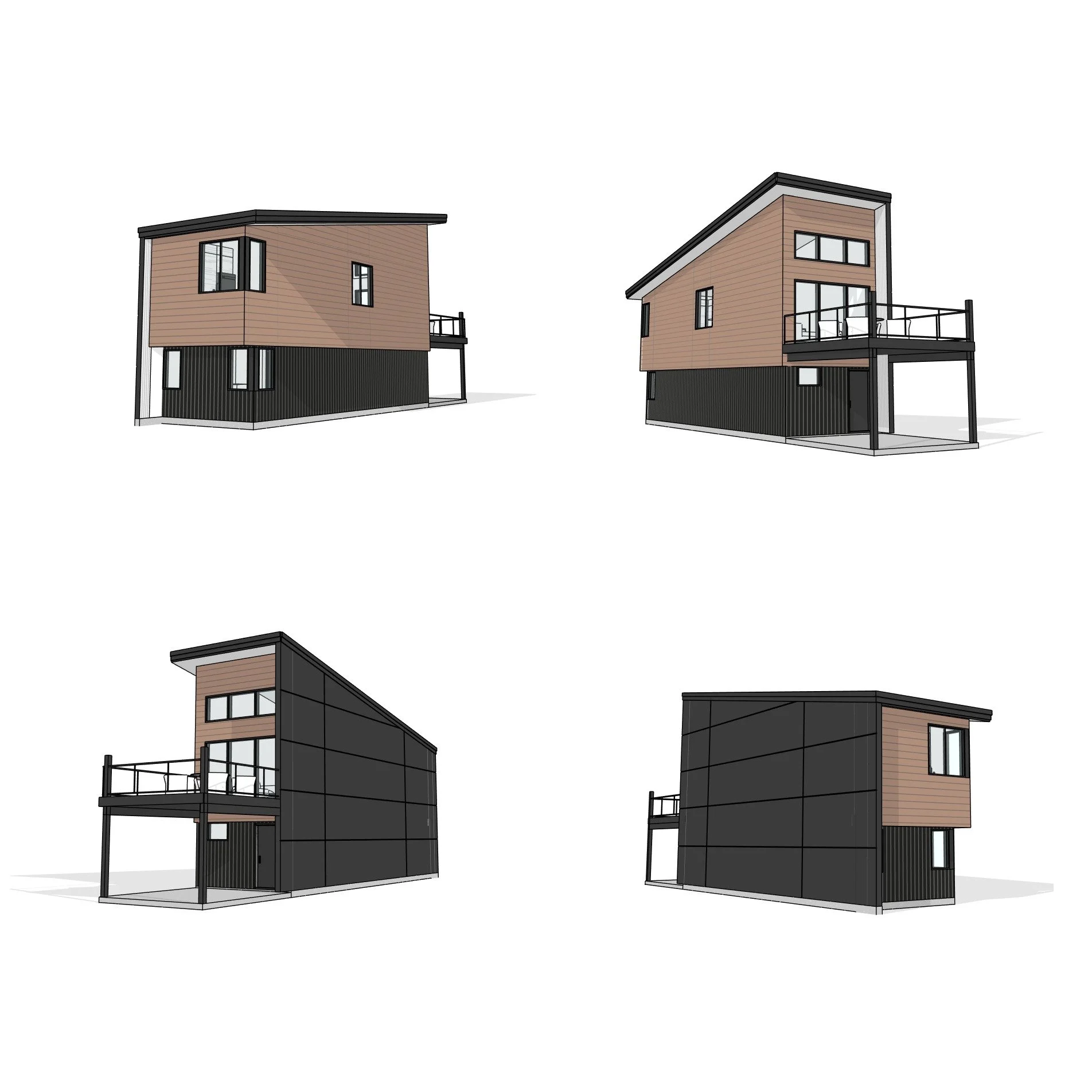 2 Storey Residence with balcony. 

#residence #loft #featurestair #balcony #waterfront #modern #contemporary #metal #wood #perspective #revit #architecture #aja #adamjodoinarchitectural #design