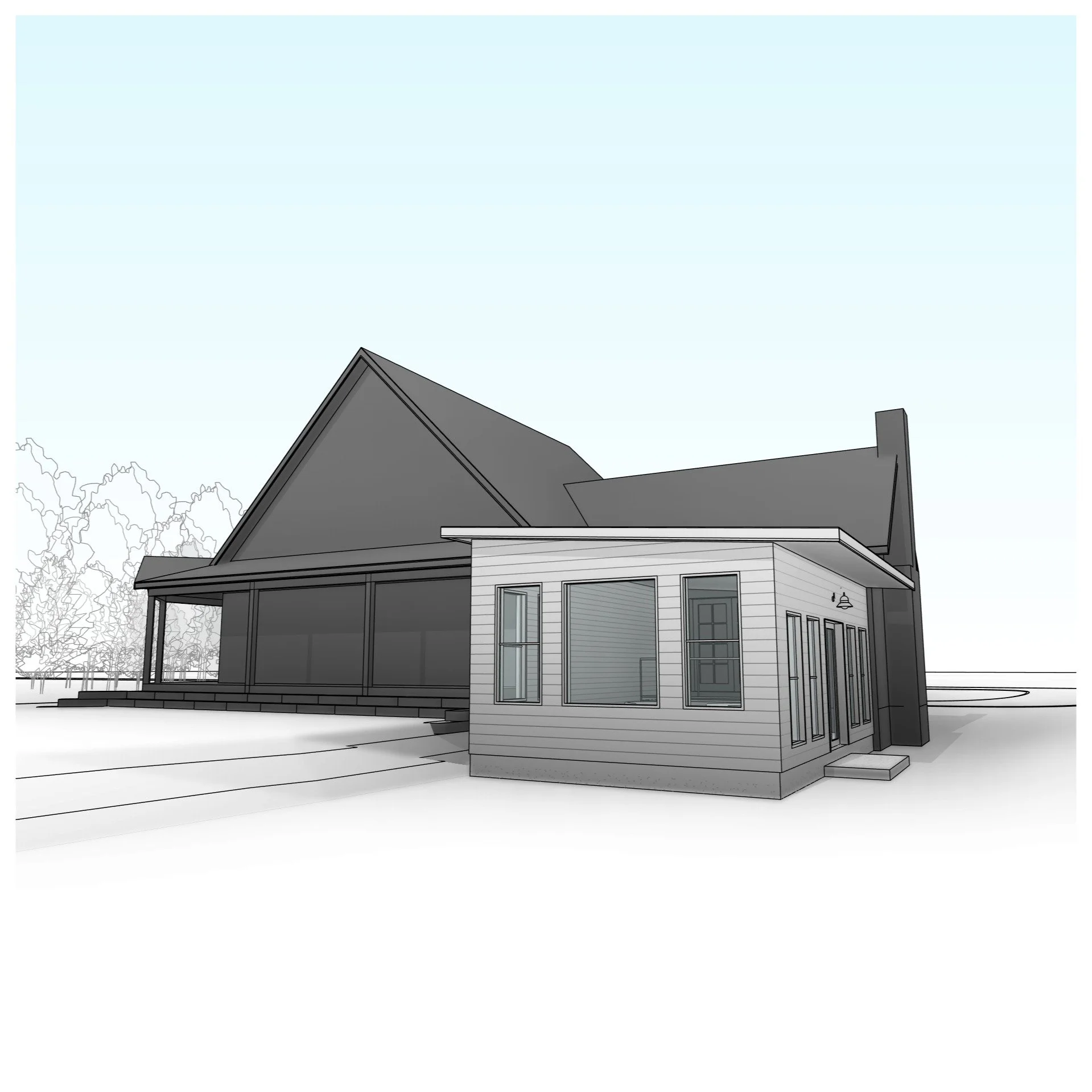 1 storey sunroom addition to existing residence.

#addition #sunroom #deck #porch #residence #perspective #revit #architecture #aja #adamjodoinarchitectural #design