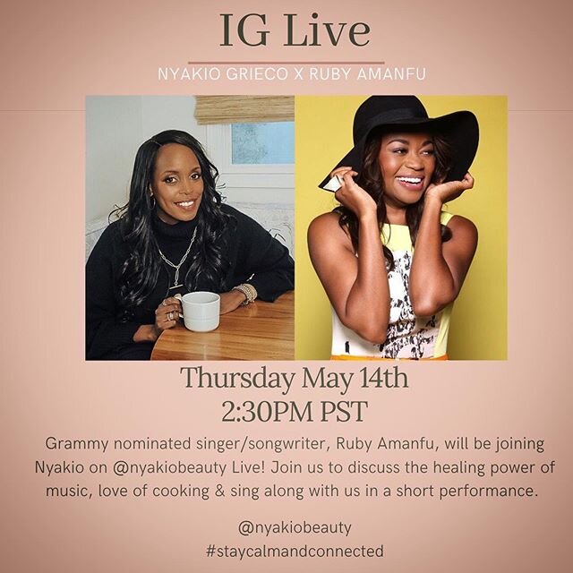I&rsquo;m getting the hang of this IG Live thang, y&rsquo;all!!! TOMORROW I&rsquo;ll be having cocktail hour with my fellow African sister and all-time skin health maven, Nyakio of @NyakioBeauty❣️ We will talk SKIN and LIFE and MUSIC and then some ~ 