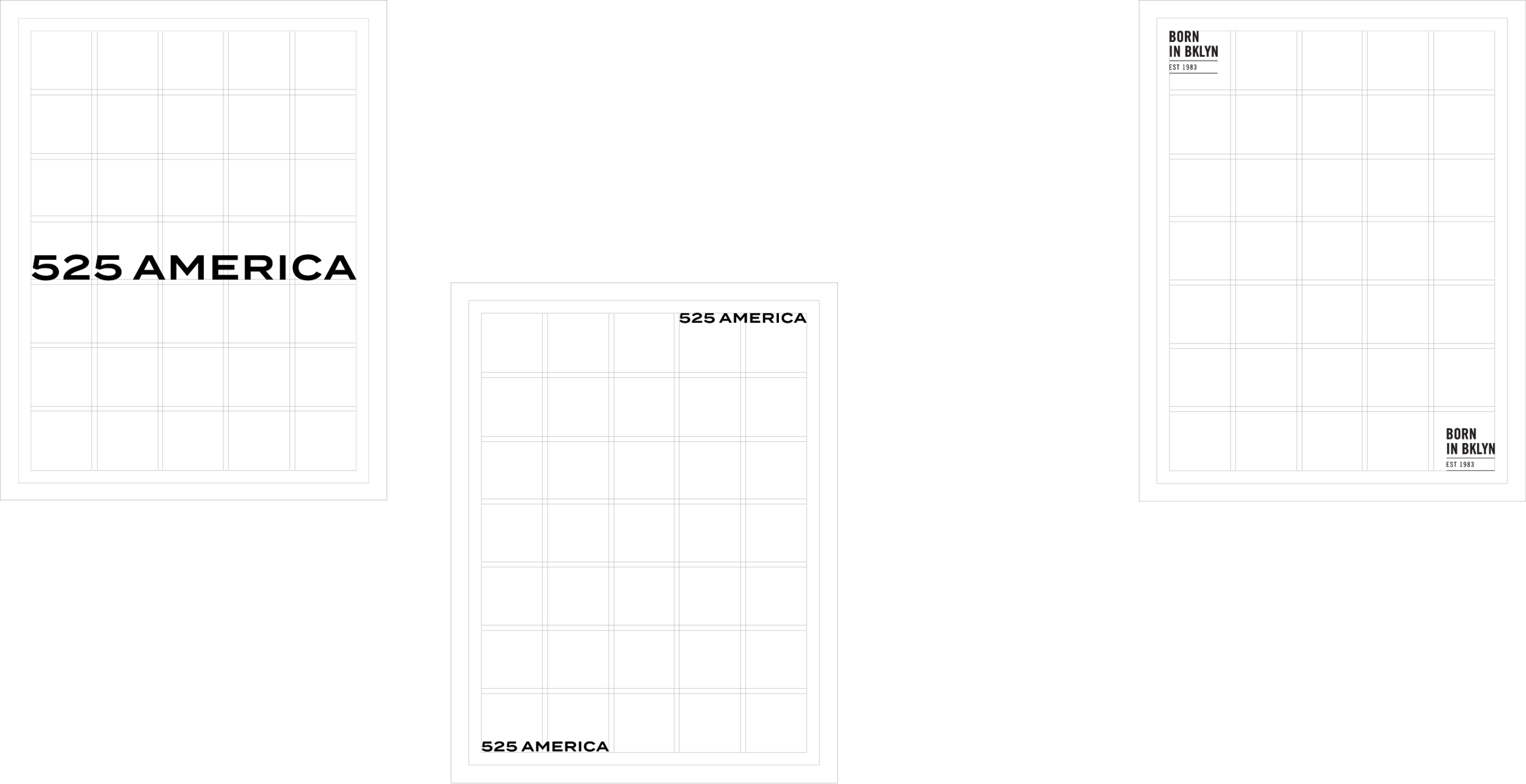 525 America grid system describing how to lay out logos for collateral