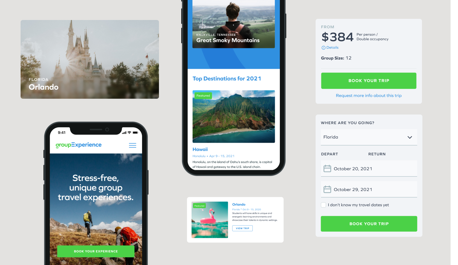 UX design and responsive website for an online travel company