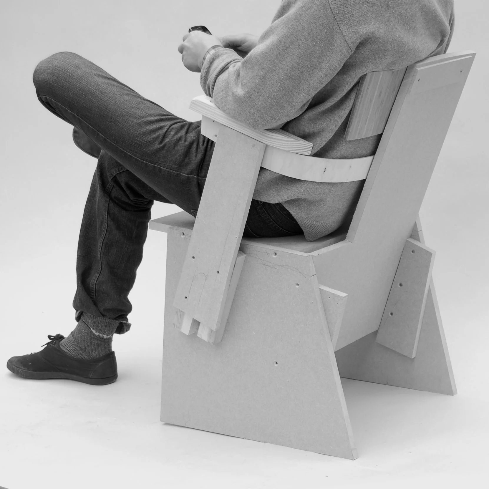  MDF rigs were rapidly assembled with one eye for the right sort of ergonomic - a knock-aboutness and an informality done neatly and to last - and another for aesthetics - they should meet the ground as their buildings meet the ground, standing firm 