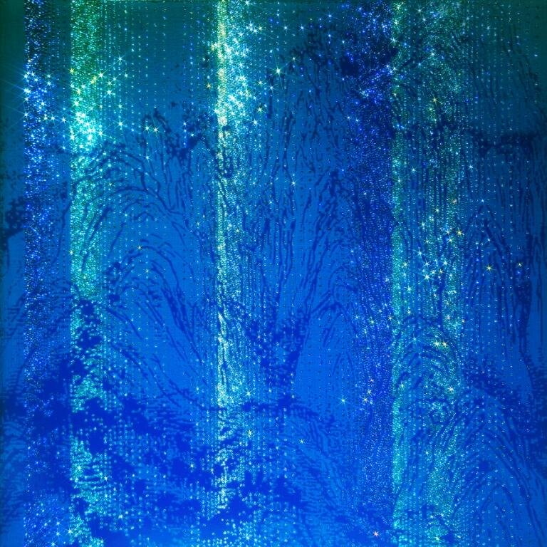 ARTIFICIAL LANDSCAPE- Neo-Geo Vertical Blue2 70 x 70cm Mixed media Swarovskis cut crystals on canvas 2021 (1).jpg