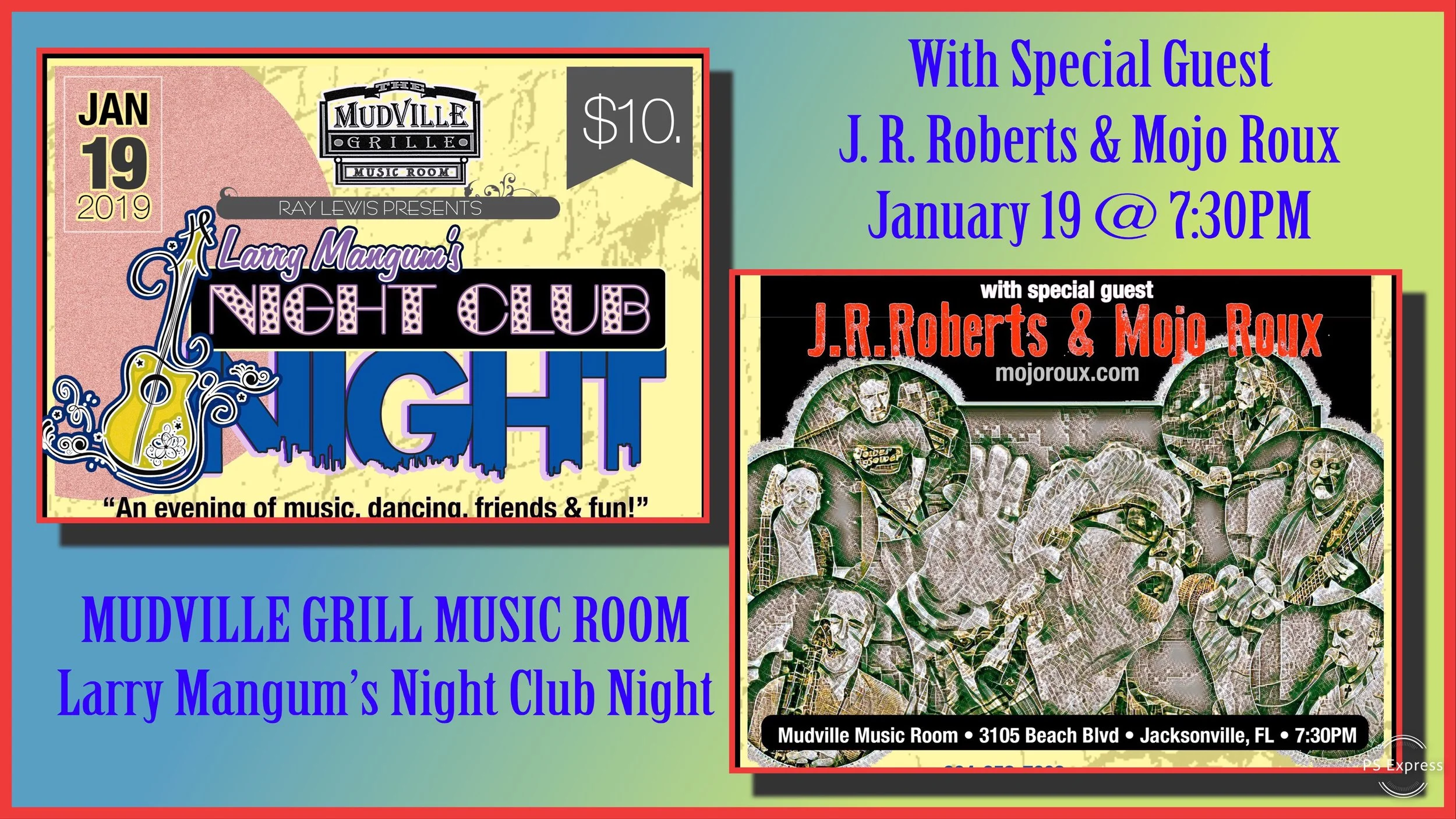 JR Roberts &amp; Mojo Roux Live at Mudville Music Room with Larry Mangum