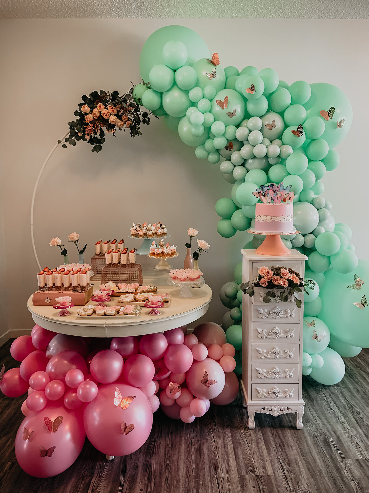 Delicious Wedding Reception Cake On A Background Balloons Decorated Table  For Wedding White Balloons Candles Autumn Leaves And Pumpkins Autumn  Location And Halloween Decor Birthday Party Stock Photo - Download Image  Now -