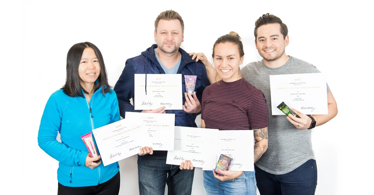 L to R: Packaging Designers Paige Huang, Tonii Humphrey, Becca Berry, and Brad Muramoto