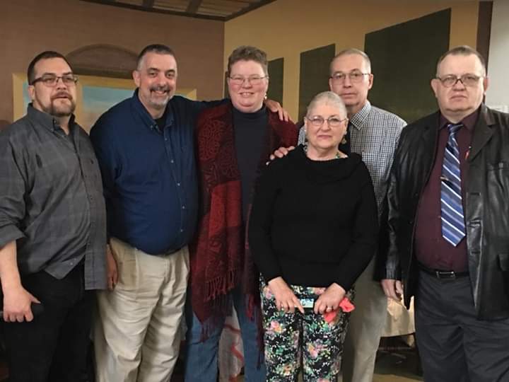 Meridith’s mom as she was going through chemo. She is in the front. Several members of her church shaved their heads to honor her.