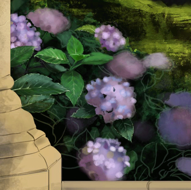 Animated gif of how I painted the hydrangeas