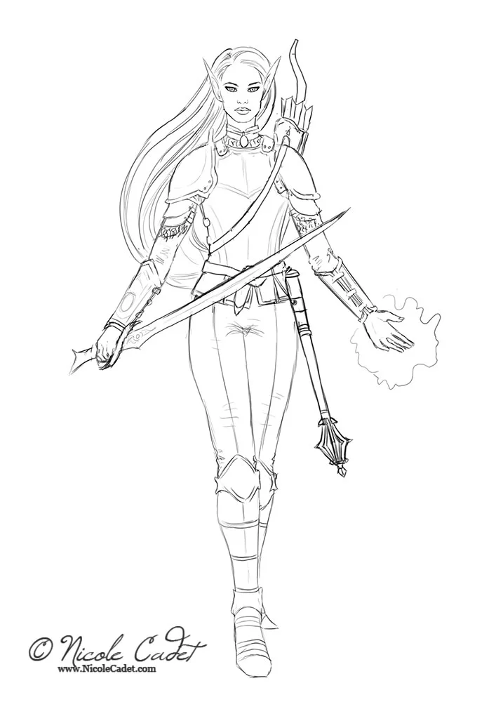 This is the original sketch, but the client wanted to see what she looked like with a braid instead