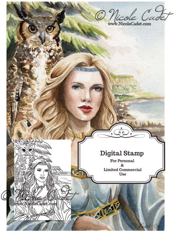 Goddess of wisdom Digital Colouring Page