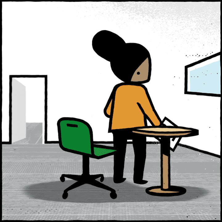 Prankster / villain character creating havoc around the office.