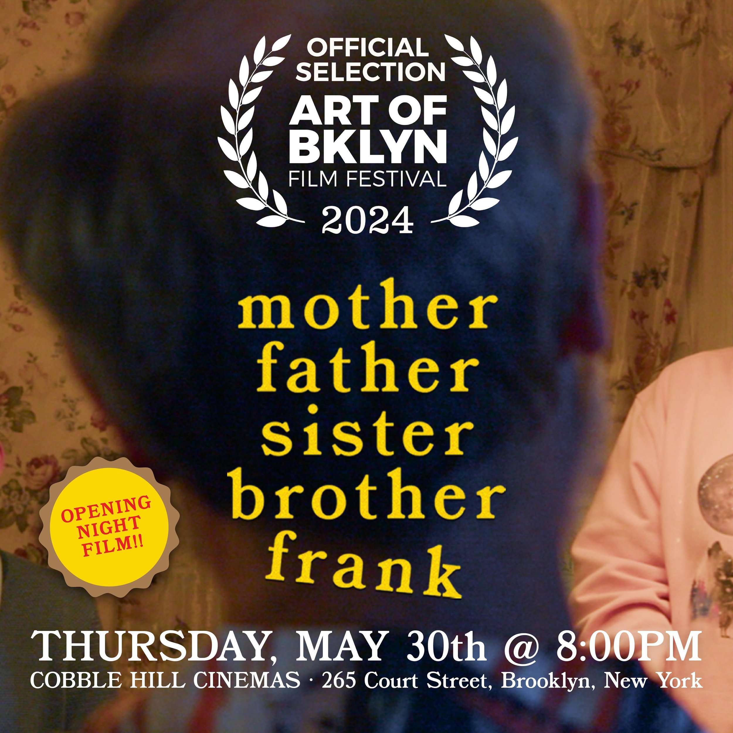 MFSBF Screening times @theartofbklyn !!
🎞️🥳 OPENING NIGHT FILM!! 🥳🎞️ 
THURSDAY, May 30th @ 8:00 PM
Link for tix in our bio!!
🔪☠️🥧 #MFSBF
.
Mindy Cohn and Enrico Colantoni in MOTHER FATHER SISTER BROTHER FRANK
.
.
.
.
.
.
Written &amp; Directed 