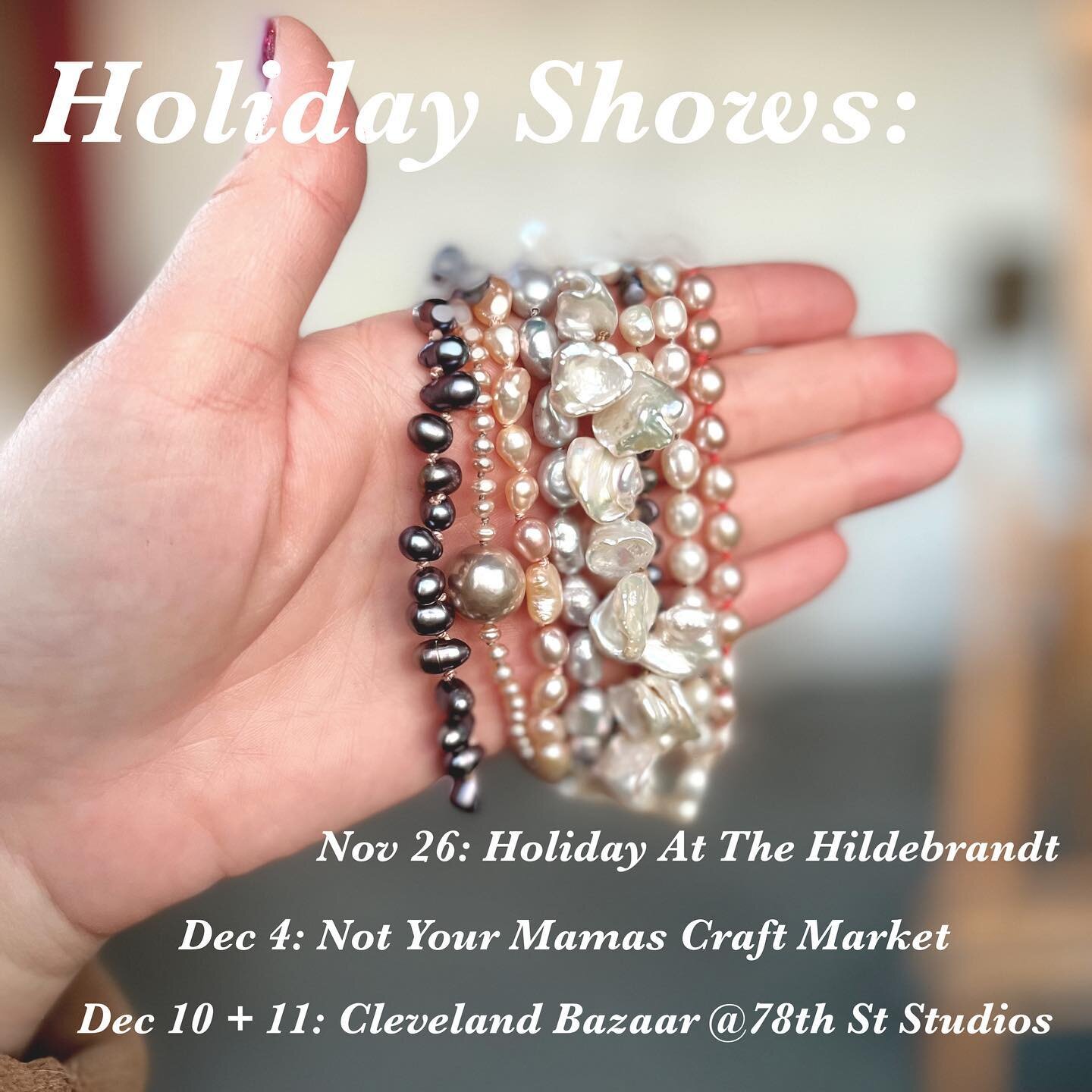 Kicking off my holiday season this weekend at my studio (@hildebrandtartistcollective), plus two shows in Columbus and Cleveland, respectively. I&rsquo;ll be bringing some pieces not on the site, and it&rsquo;s always great to see jewelry in person! 