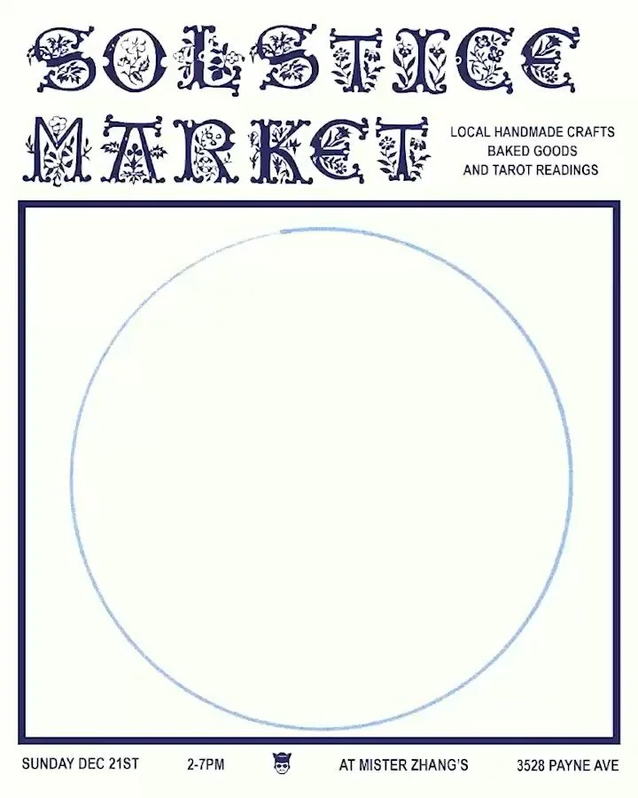 HEAR YE HEAR YE 🗣️
❄️ WINTER SOLSTICE MARKET DEC 21st ❄️ 
Me and @dirtbabyceramics are organizing our first holiday pop-up market at @misterzhangs !!! 

There will be tarot readings, baked goods, music, vintage, and of course some excellent prints, 