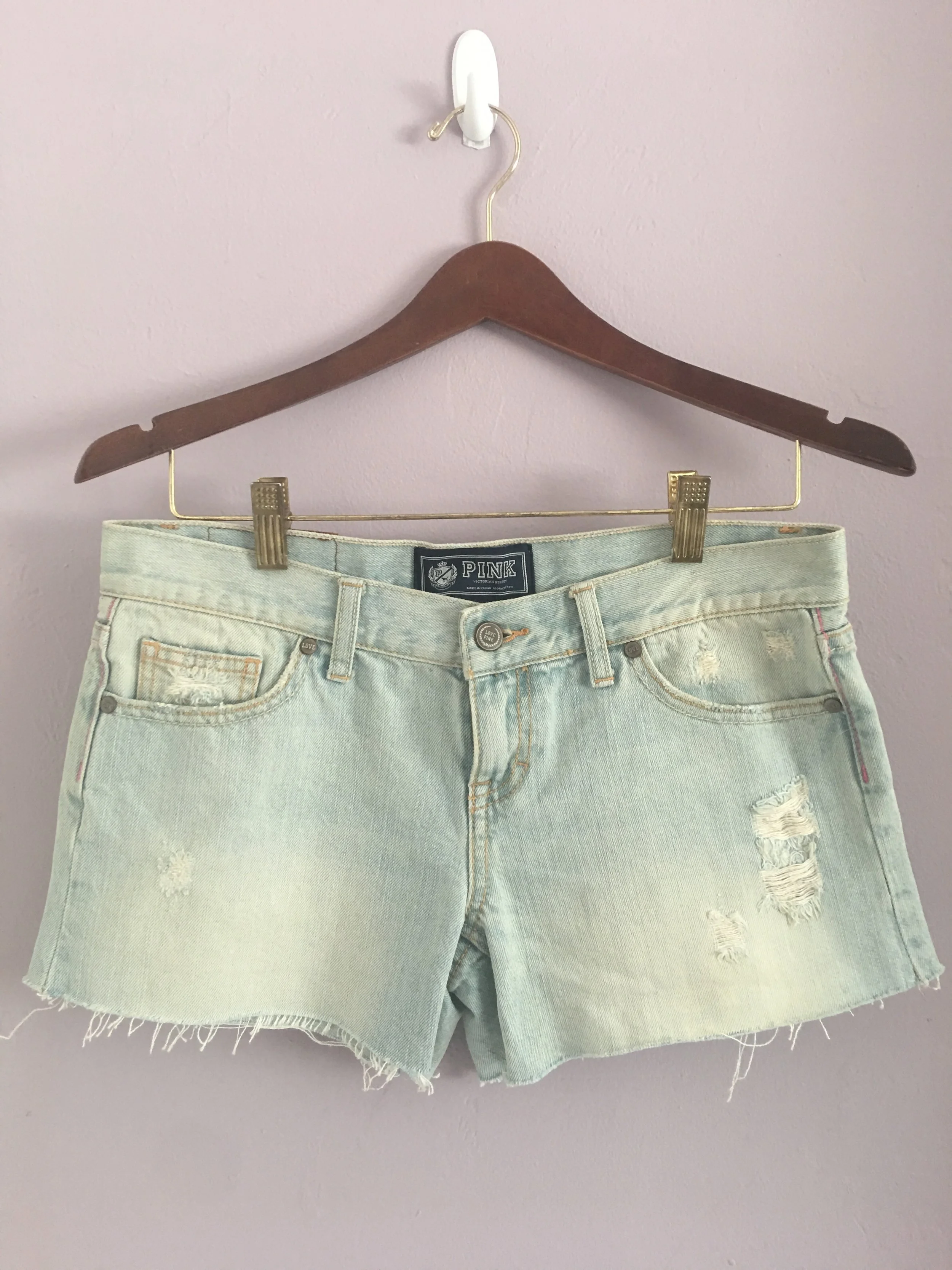 victoria's secret pink denim shorts