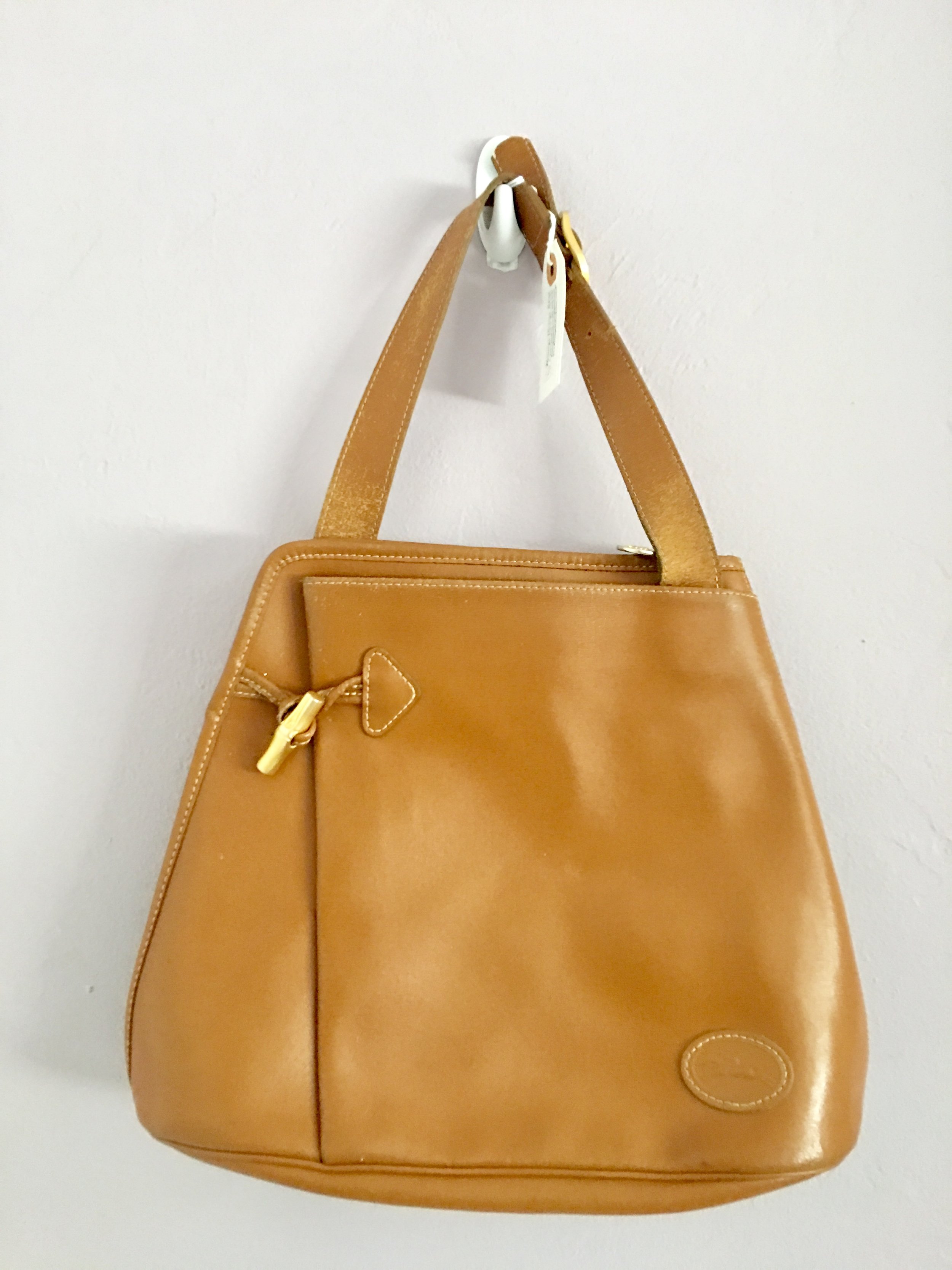 longchamp orange leather bag