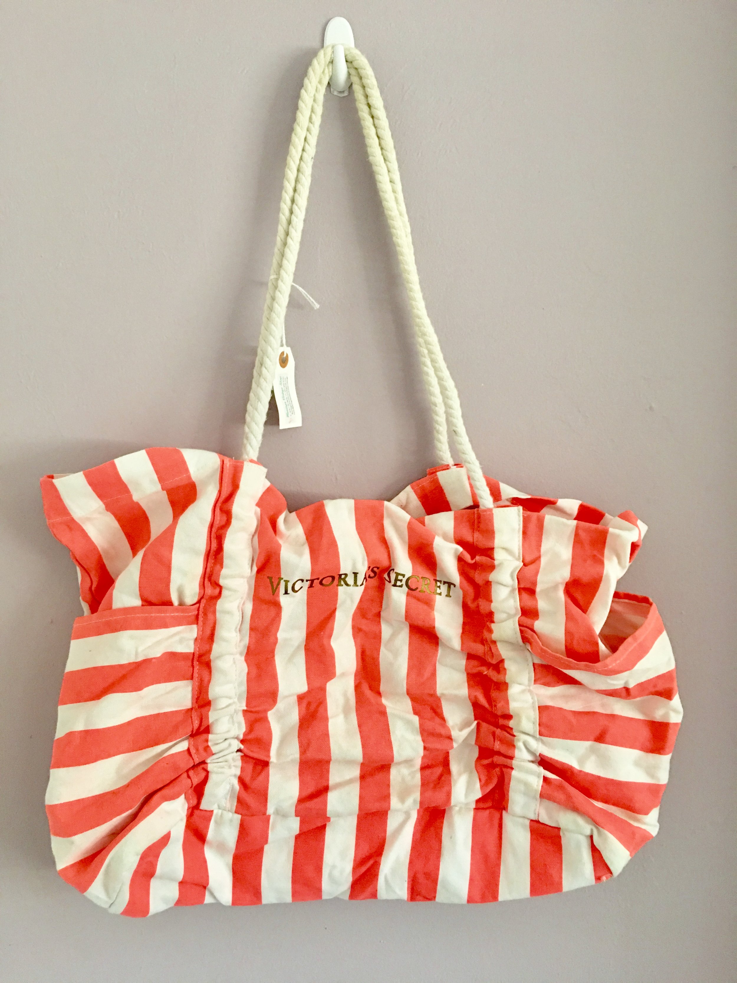 Cotton Canvas Beach bag - Pink/striped - Home All