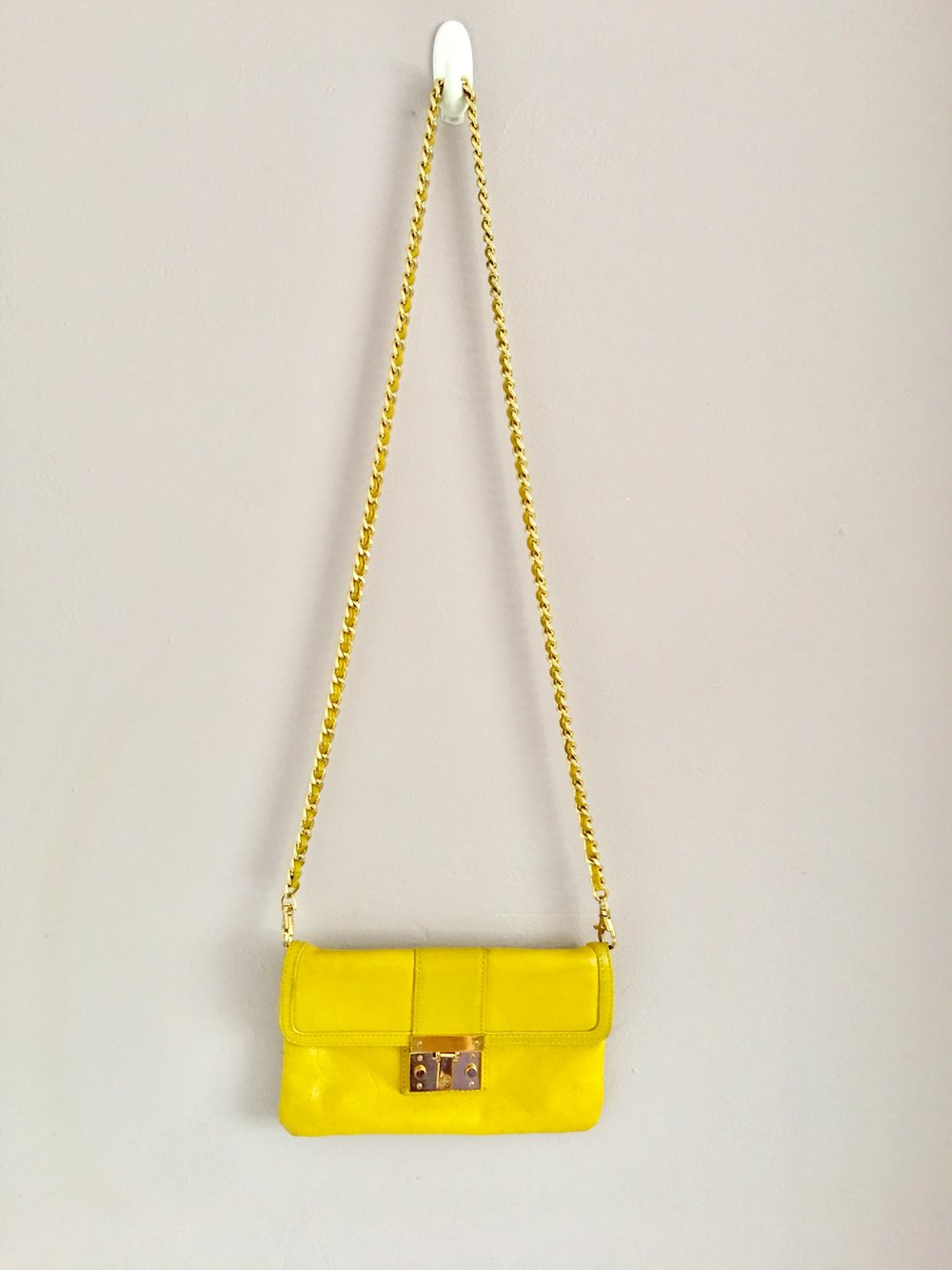 Tory Burch Crossbody Small Yellow Leather Bag with Chain — FLAMINGO SEAFOOD