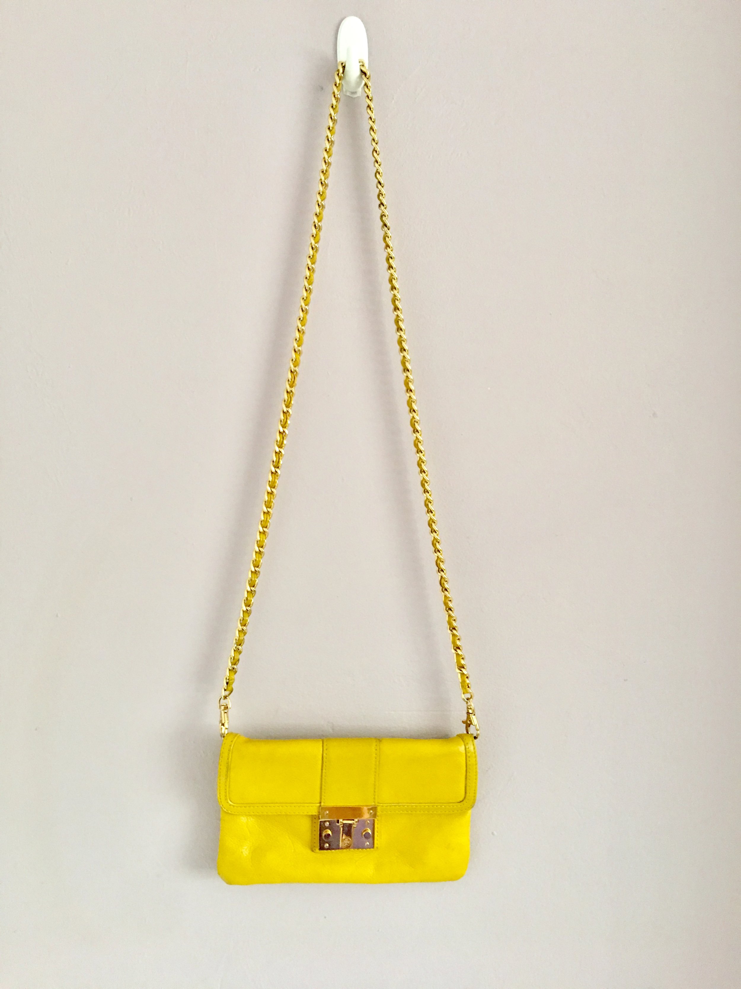 Tory Burch Crossbody Small Yellow Leather Bag with Chain — FLAMINGO SEAFOOD