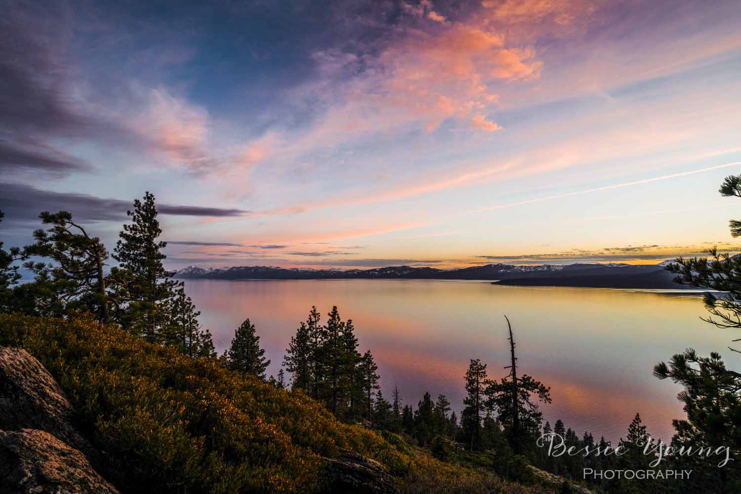 Lake Tahoe sunset photograph by Bessie Young Photography 2018 - Incline Village Photograph - Entryway decor - rustic home inspiration - rustic living room inspiration.jpg