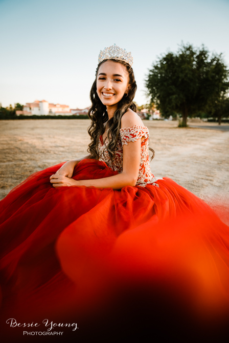 Quinceanera Dresses Red -  Fresno Quinceañera Portraits by Bessie Young Photography -  Central Valley Photographer