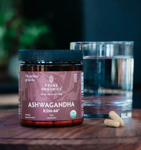 Tribe Organics Ashwagandha KSM-66 supplement featured in the melatonin free sleep guide