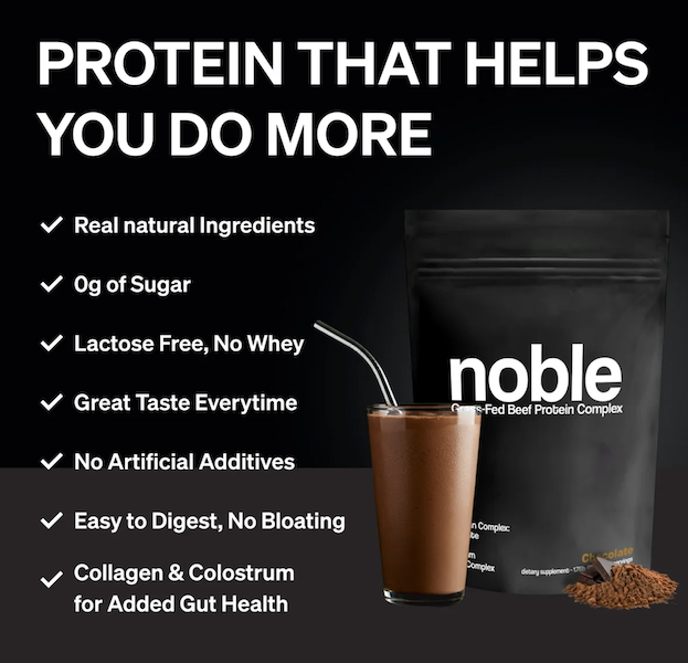 Noble Origins grass fed beef protein complex, protein that helps you do more