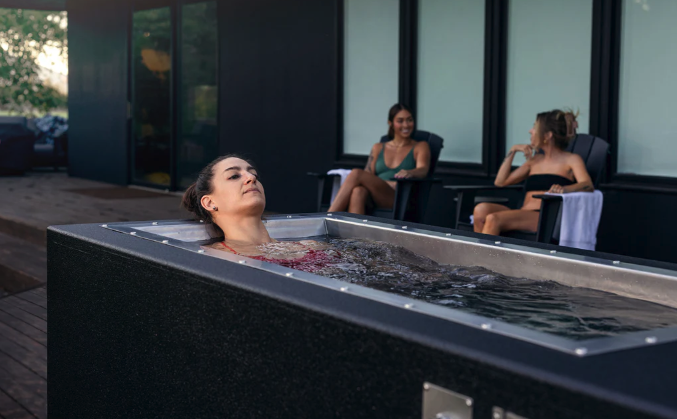 BlueCube cold plunge tub installed outdoors