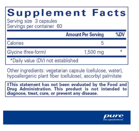 Pure Encapsulations Glycine capsules photographed for the melatonin free sleep guide