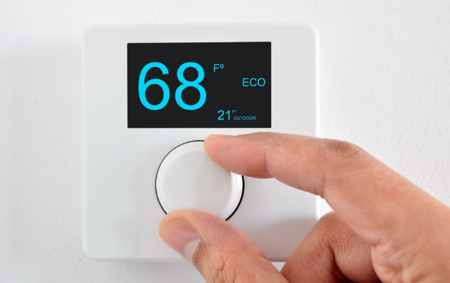 Smart thermostat set to 68 degrees