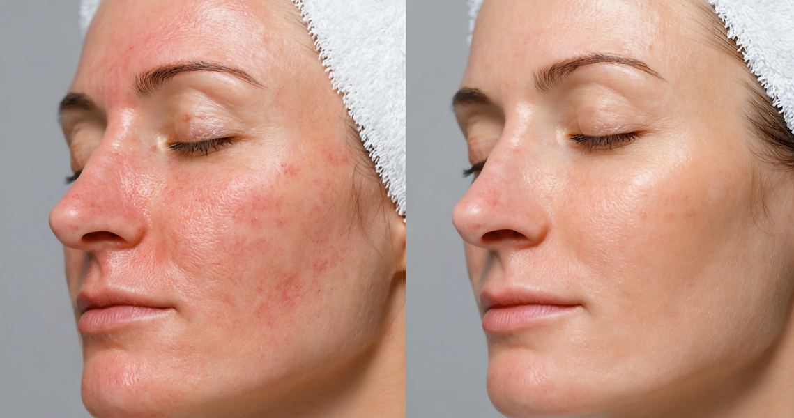 GHK-CU copper peptide skin repair before and after comparison