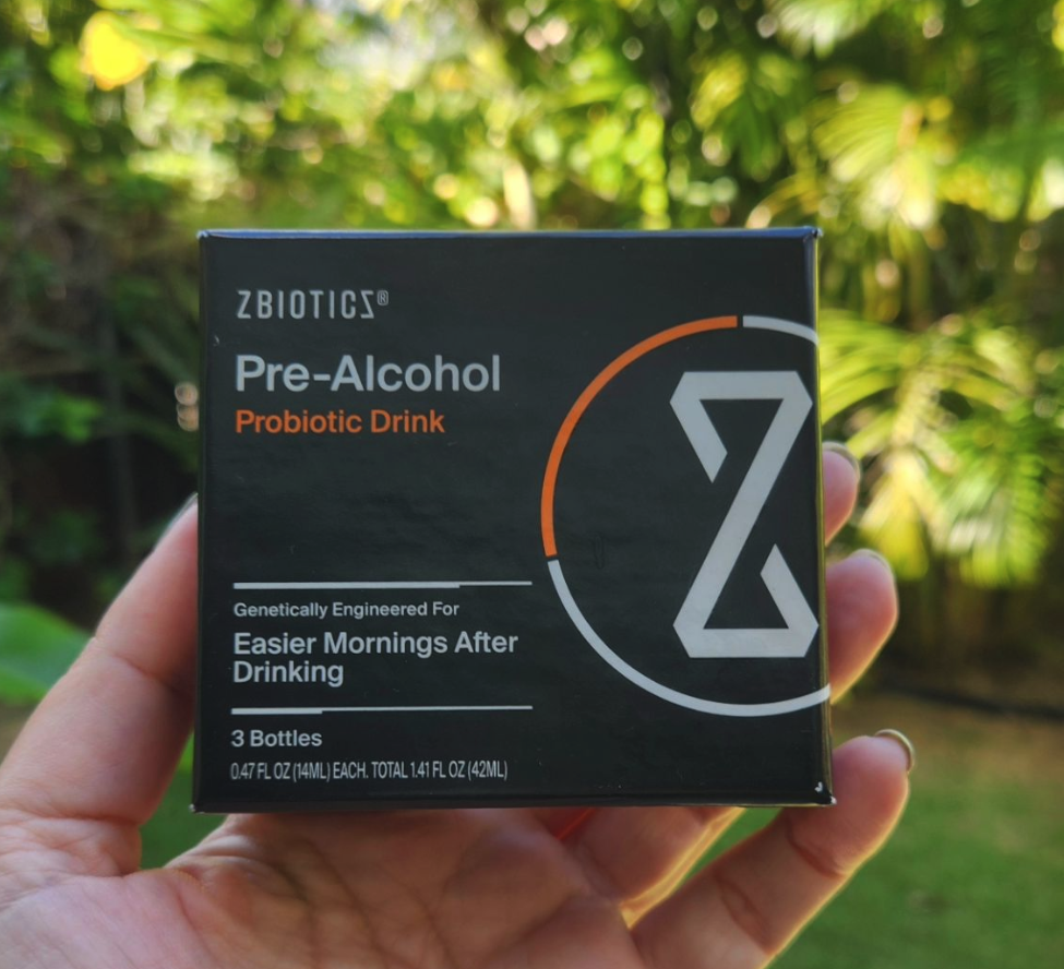 ZBiotics Pre-Alcohol Probiotic Drink box, genetically engineered for easier mornings after drinking