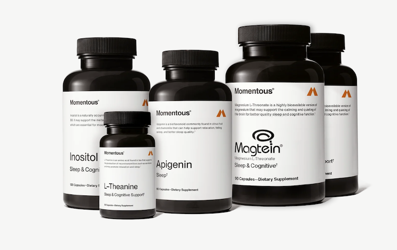 Momentous magnesium L threonate apigenin L theanine and inositol supplements for sleep cognitive recovery and relaxation support