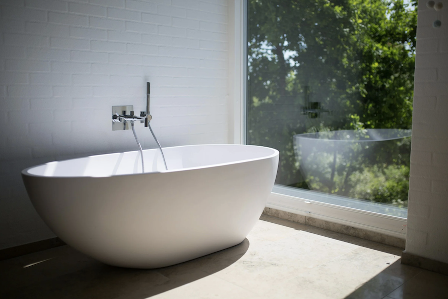 bathtub in a calm home setting representing rest, recovery, and natural wellness support during cold and flu season