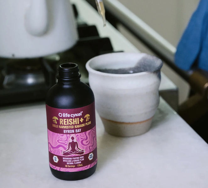 Reishi mushroom tincture in tea, representing the Medicinal Mushrooms Explained guide
