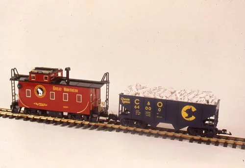 Kate Ericson and Mel Ziegler, Raw Material, 1992, G scale model train, sandblasted tinted Imperial Dandy marble, Edition of 12