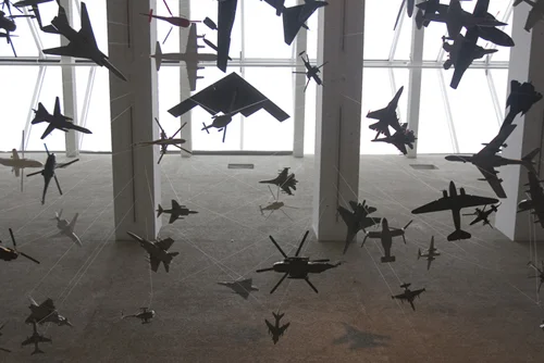 Fiona Banner, Parade, 2006, 177 kit model planes, nylon wire
