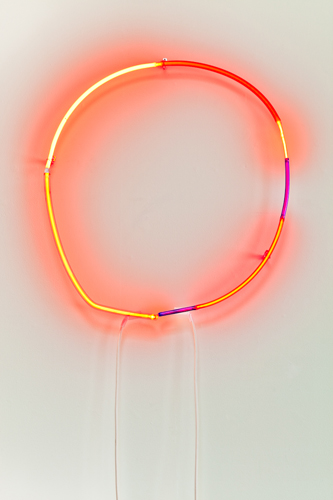 Fiona Banner, Spell 2, 2002, Reconstructed neon sign, 36 1/4 x 35 1/2 x 3 in.