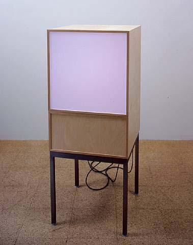 Angela Bulloch, TV Series: International News/female 2a:0u, 2002, 1 DMX module, 1 Demi-black box module, legs, 49 1/4 x 19 3/4 x 19 3/4 in. (125 x 50 x 50 cm)
