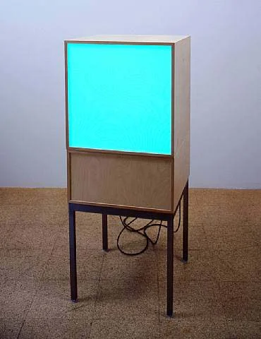 Angela Bulloch, TV Series: Global Weather/female 3a:2u, 2002, 1 DMX module, 1 Demi-black box module, legs, 49 1/4 x 19 3/4 x 19 3/4 in. (125 x 50 x 50 cm)