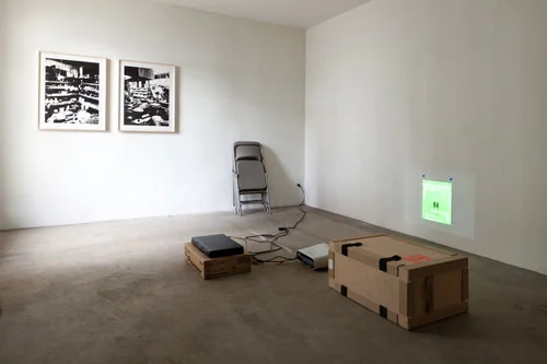 Lyall&Rayne, Rationalisme Applique, 2010, DVD, Picpac crate, projector, poster, The Potter's Studio (diptych)
