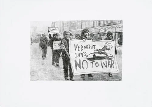 Rirkrit Tiravanija, Untitled (demonstration no. 19), 2004, Graphite on paper, 31 x 43 in. (78.7 x 109.2 cm)