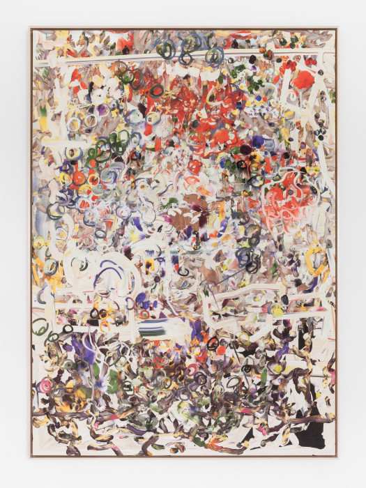 Petra Cortright, man_bulbGRDNopenz@CharlezSchwaabSto9ds, 2016, digital painting on Sunset Hot Press Rag paper, 82 3/8 x 59 inches (framed).