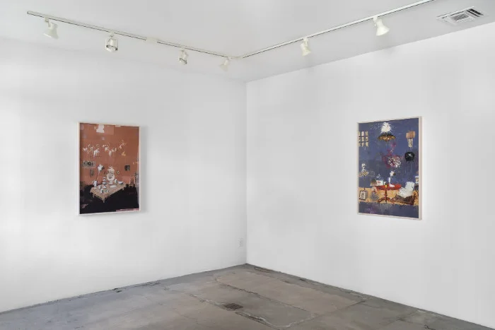 Petra Cortright, quack doctor violet "saltwater fish", 2017, installation view, 1301PE, Los Angeles, CA.