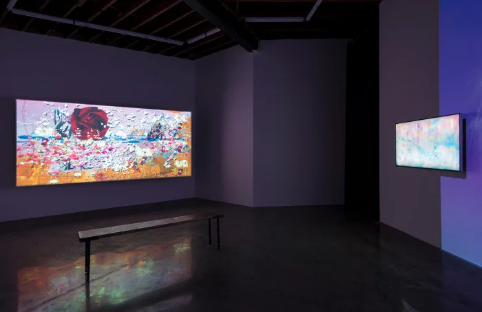 Petra Cortright, NIKI, LUCY, LOLA, VIOLA, 2015, installation view, DEPART Foundation, Los Angeles, CA.