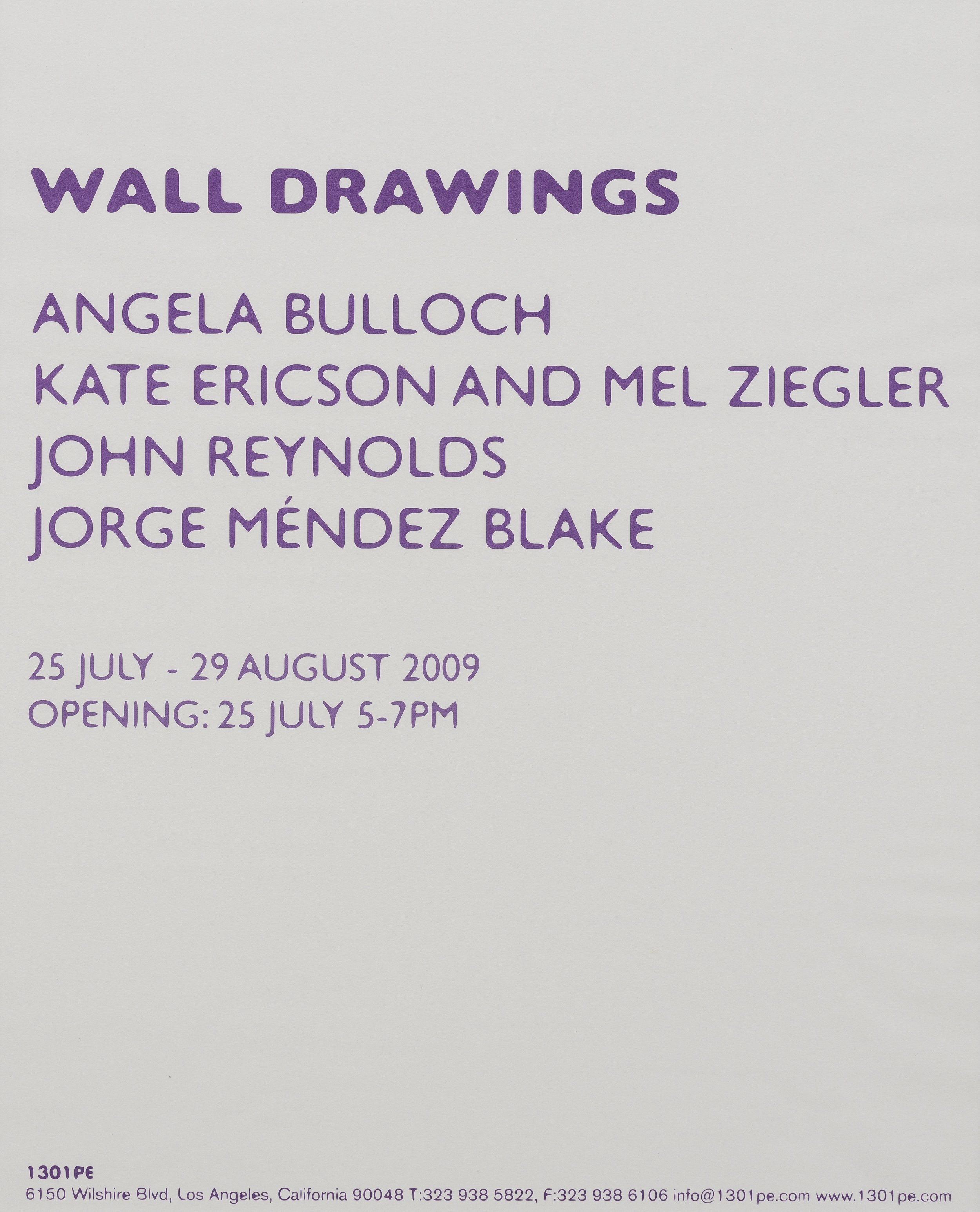 WALL DRAWINGS: JORGE MENDEZ BLAKE, JOHN REYNOLDS, ANGELA BULLOCH, ERICSON AND ZIEGLER