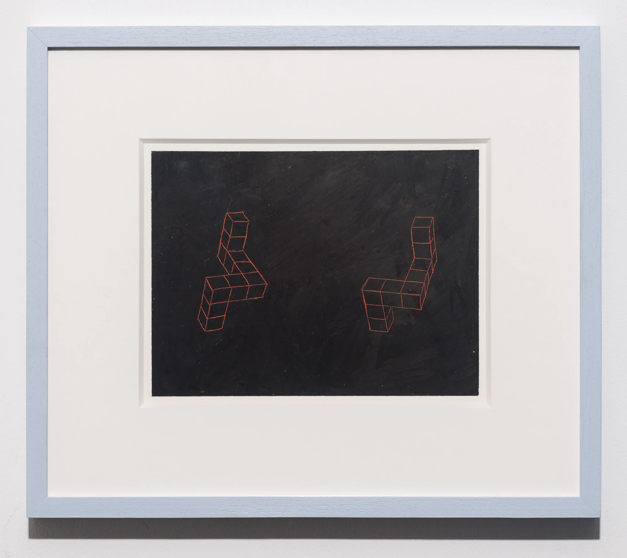 Kerry Tribe, Mental Rotation (H), 2009, Wax crayon and oil pastel on paper, 14 x 12 inches (framed).